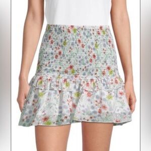 70/21 Women’s Ruffle Smocked White With Floral Print Skirt - Size Small, NWT